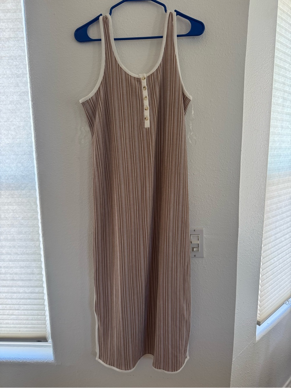 Time and Tru Beige Ribbed Midi Tank Dress. Maternity